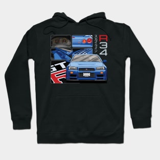 Nissan Skyline GTR R34 Drawing Vector Hoodie